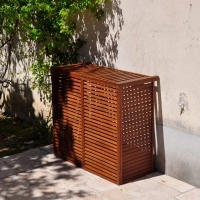 cubre aire acondicionado de madera exótica certificada