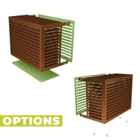 Cache pompe a chaleur coloris bois en metal