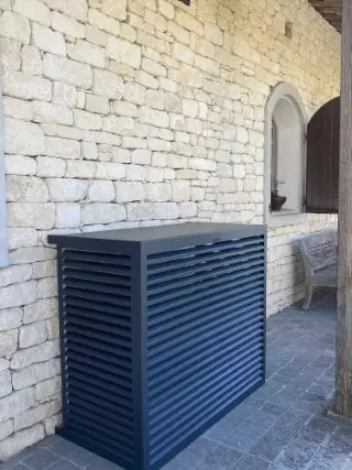 caja reductora de ruido para bomba de calor, en aluminio o madera