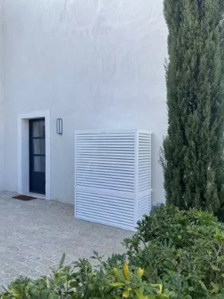 caja reductora de ruido para bomba de calor, en aluminio o madera